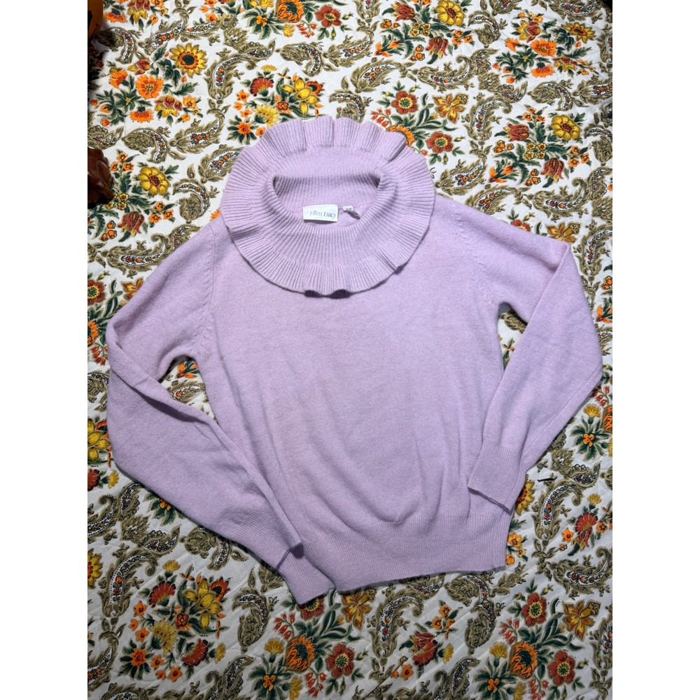 Ellen Tracy vintage 90s Lilac Purple Lambswool Angora Ruffle Mock Neck Sweater M